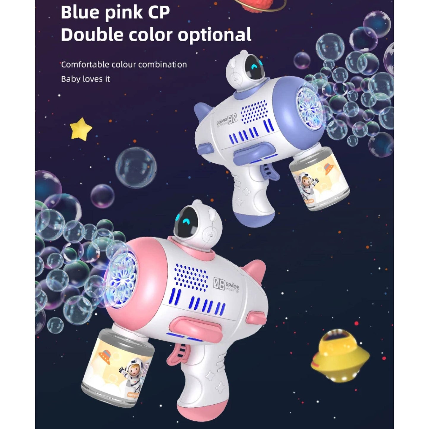 🚀 Pistola Espacial de Burbujas Automática!🚀