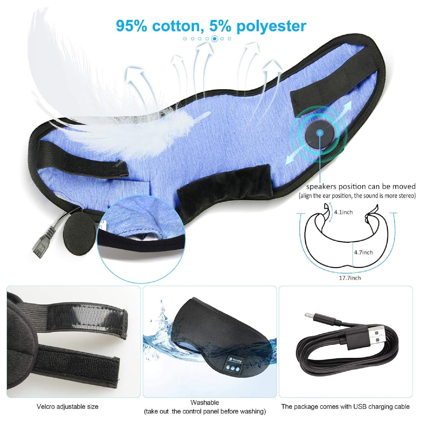 Antifaz Para Dormir Con Audífonos Bluetooth