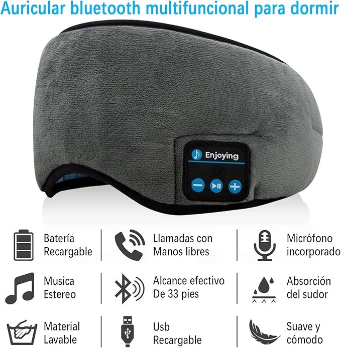 Antifaz Para Dormir Con Audífonos Bluetooth