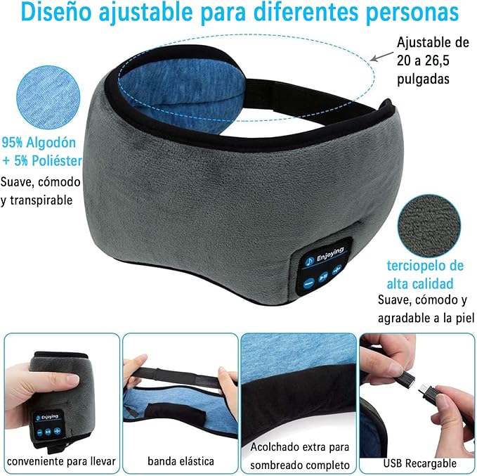 Antifaz Para Dormir Con Audífonos Bluetooth