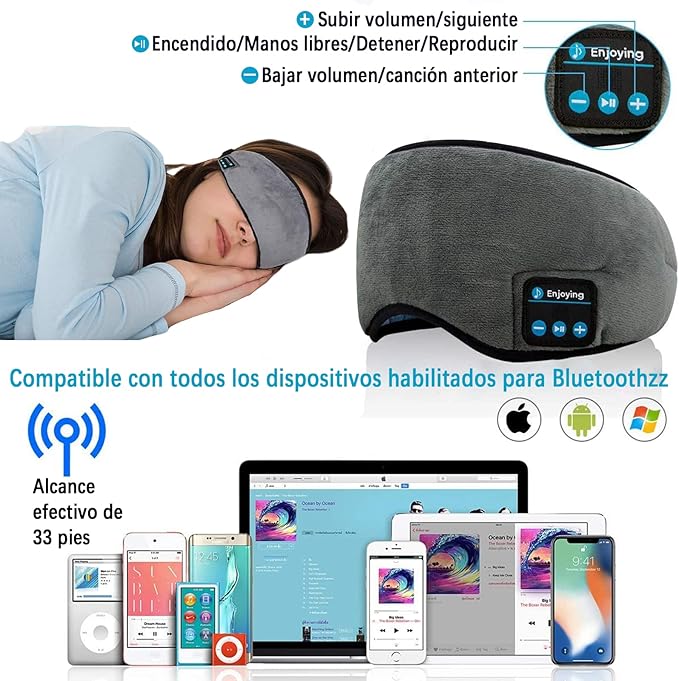 Antifaz Para Dormir Con Audífonos Bluetooth