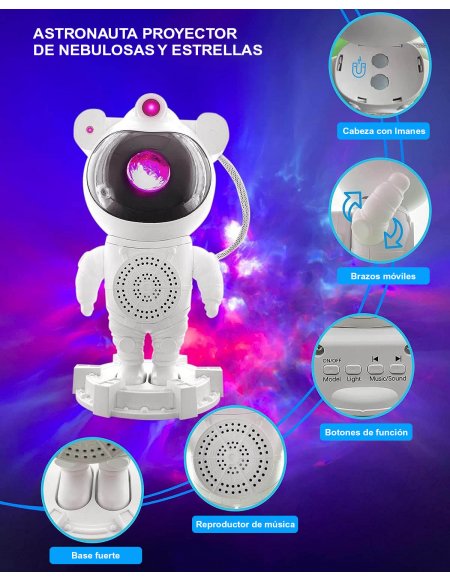 Astronauta Proyector Bluetooth Parlante