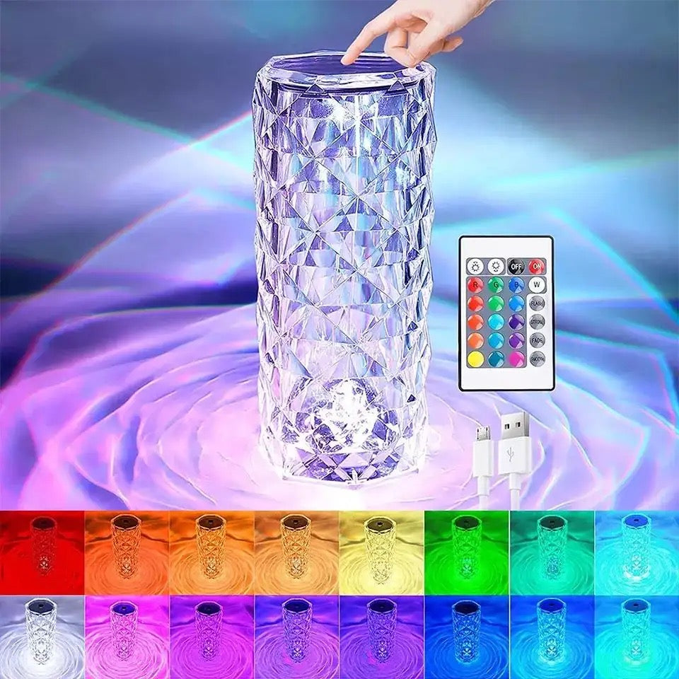 Lampara De Mesa De Cristal RGB + Control