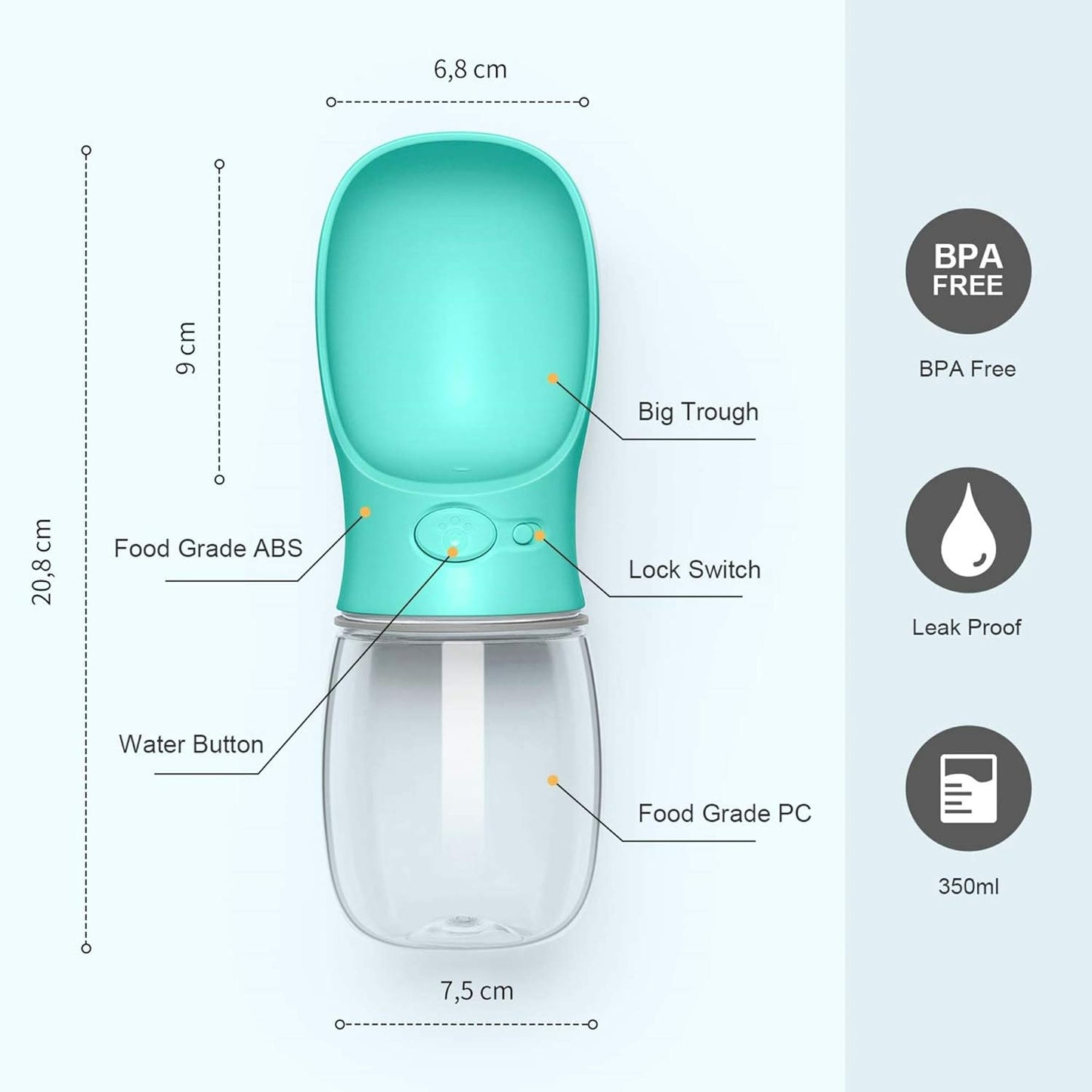 Bebedero Termo Mascotas Portátil Fácil