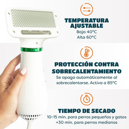 Cepillo secador 2 en 1 para mascotas