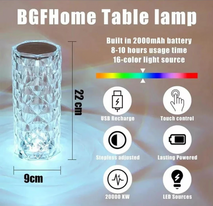 Lampara De Mesa De Cristal RGB + Control