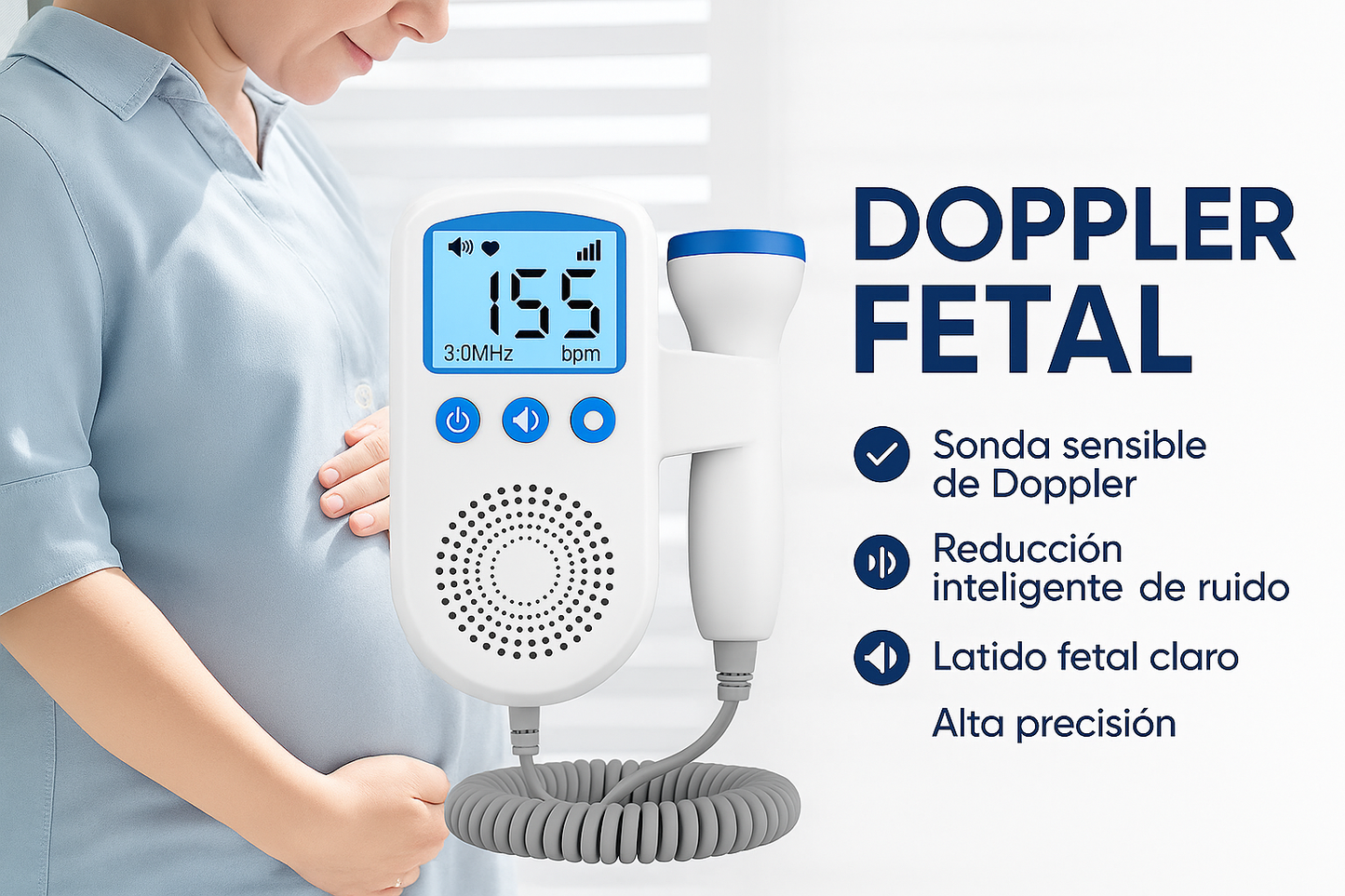 Doppler Fetal Portátil - Emisor de Latidos