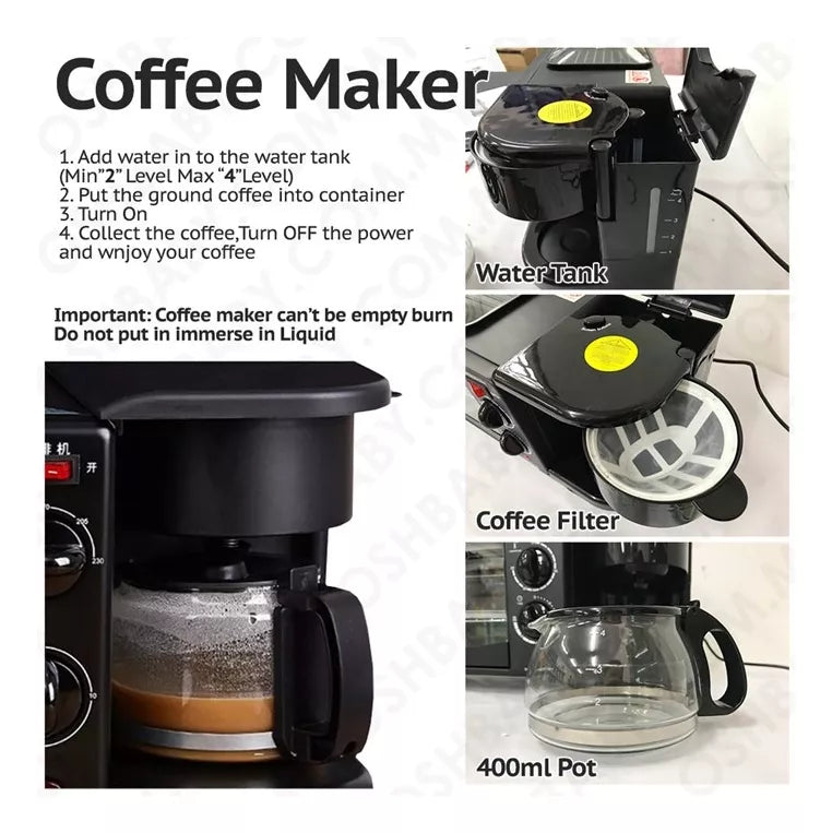 HORNO CAFETERA 3 EN 1 SOKANY