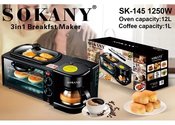 HORNO CAFETERA 3 EN 1 SOKANY
