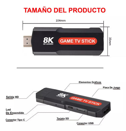 🎮CONSOLA GAMESTICK 8K RETRO 10MIL JUEGOS