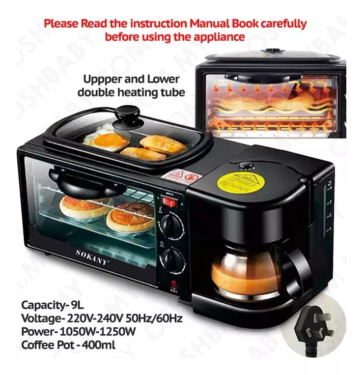 HORNO CAFETERA 3 EN 1 SOKANY