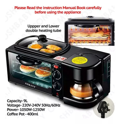 HORNO CAFETERA 3 EN 1 SOKANY