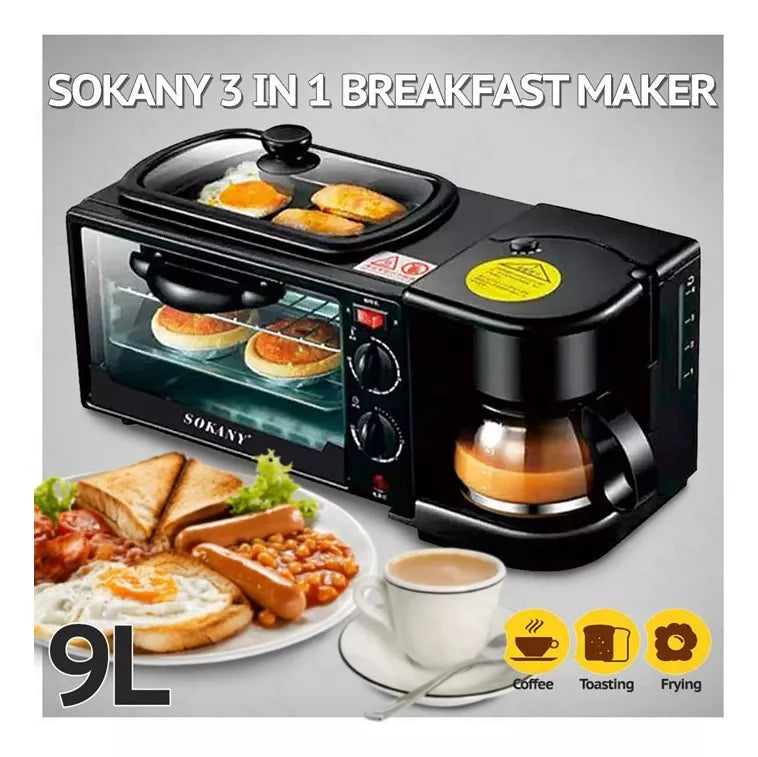 HORNO CAFETERA 3 EN 1 SOKANY