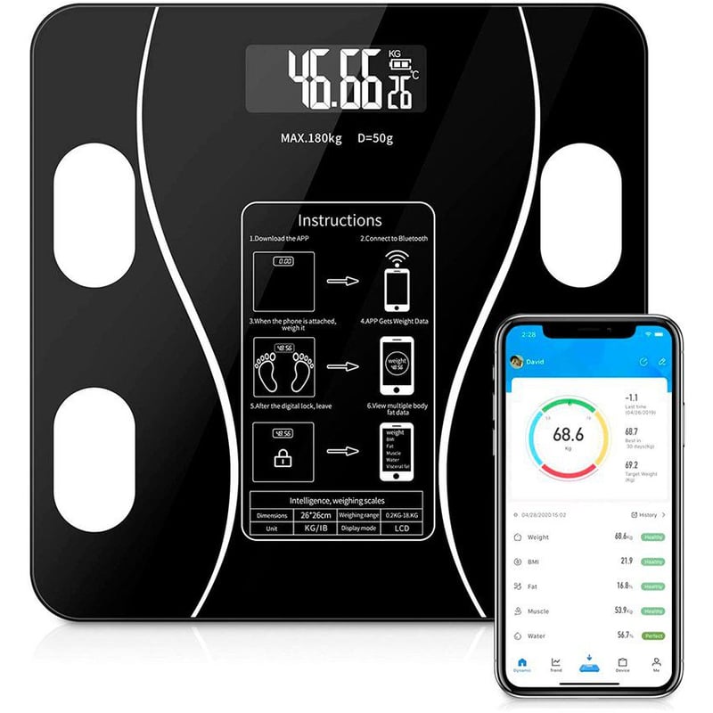 Báscula Inteligente Bluetooth de Vidrio Templado Digital