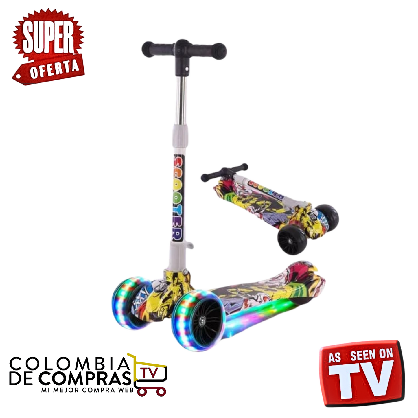 MONOPATÍN SCOOTER NIÑOS 3 RUEDAS LUCES