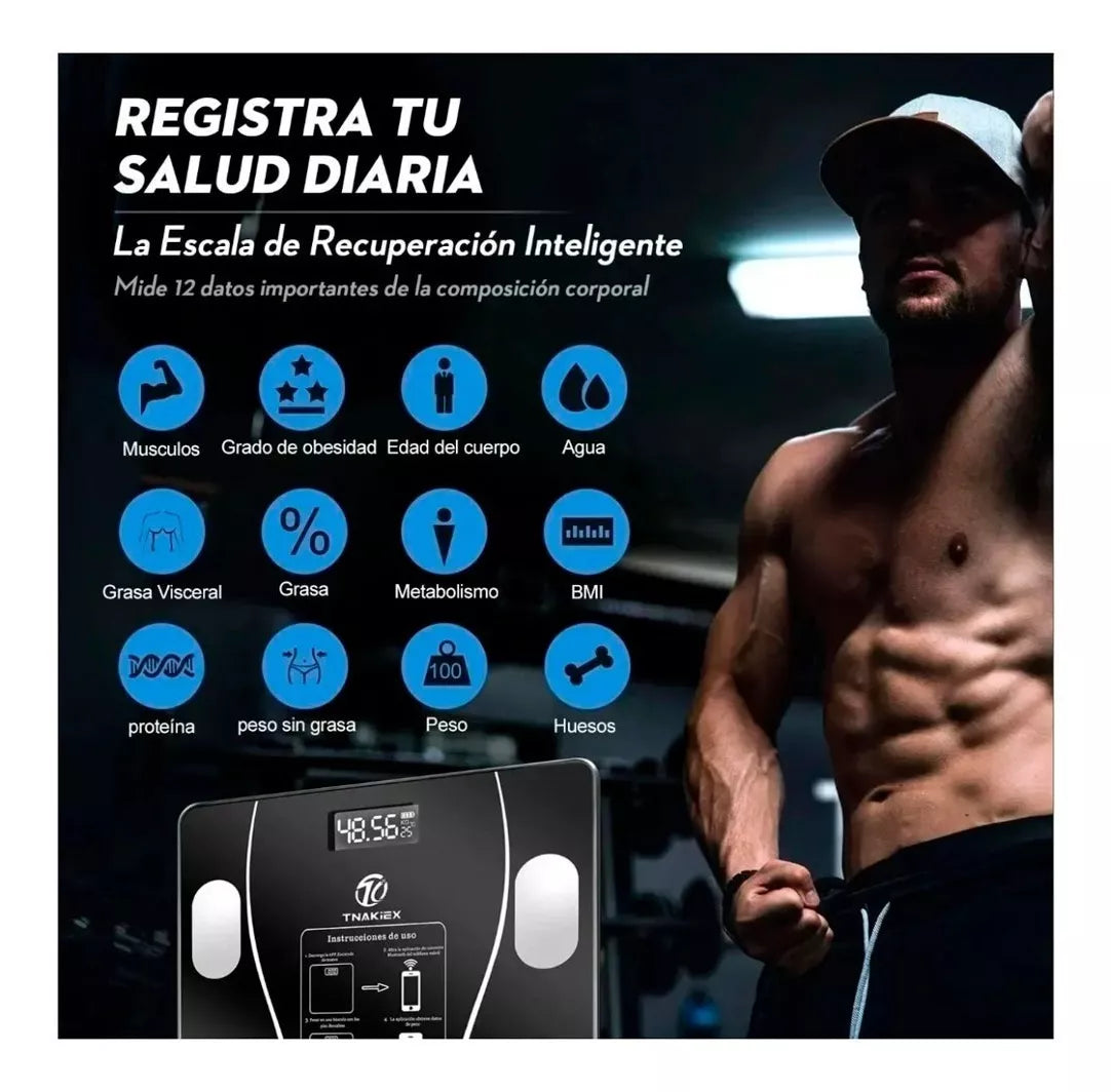 Báscula Inteligente Bluetooth de Vidrio Templado Digital