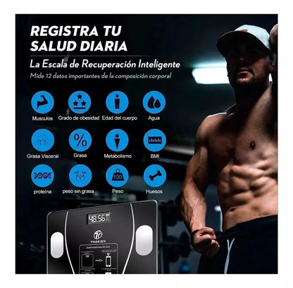 Báscula Inteligente Bluetooth de Vidrio Templado Digital
